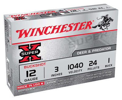 Winchester Ammo Super-X 12Ga. 3" 1040fps. #1Bk 24-Pellets 5-Pack.