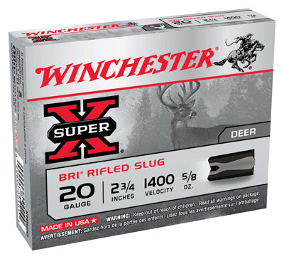 Winchester Ammo Bri Slugs 20Ga. 2.75" 1400fps. 5/8oz. Bri Sabot 5-Pack