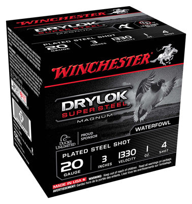Winchester Ammo Super-X Steel 20Ga. 3" 1330fps. 1oz. #4 25-Pack