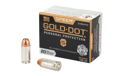 CCI/Speer Speer Gold Dot, Personal Protection, 45ACP, 185 Grain, Hollow Point, 20 Round Box 23964GD