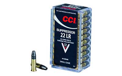 CCI/Speer Suppressor, 22LR, 45 Grain, Hollow Point, 50 Round Box 957