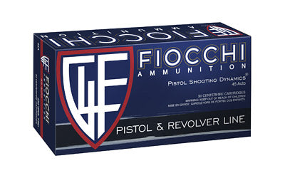 Fiocchi Ammunition Centerfire Pistol, 45ACP, 230 Grain, Full Metal Jacket, 50 Round Box 45A500