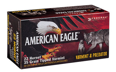Federal American Eagle Varmint & Predator, 22 Hornet, 20 Grain, Tipped Varmint, 50 Round Box AE22H35TVP