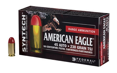 Federal American Eagle, 45 ACP, 230 Grain, Total Synthetic Jacket, 50 Round Box AE45SJ1