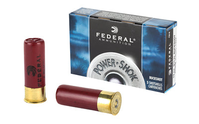 Federal PowerShok, 12 Gauge, 2.75", 4 Buck, 34 Pellets, 5 Round Box F1304B