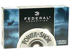 Federal PowerShok, 12 Gauge, 2.75", 00 Buck, 3 Dram, Buckshot, 9 Pellets,5 Round Box H13200