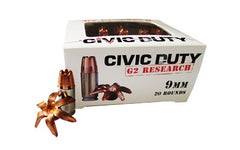 G2 Research Civic Duty, 9MM, 96 Grain, Lead Free Copper, 20 Round Box 06025