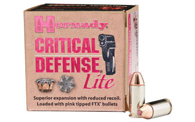 Hornady Critical Defense Lite, 9MM, 100 Grain, Flex Tip, 25 Round Box 90240