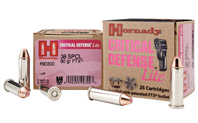 Hornady Critical Defense, 38 Special, 90 Grain, Flex Tip, 25 Round Box 90300