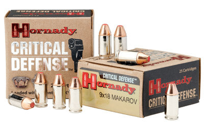 Hornady Critical Defense, 9MM Makarov, 90 Grain, FTX, 25 Round Box 91000