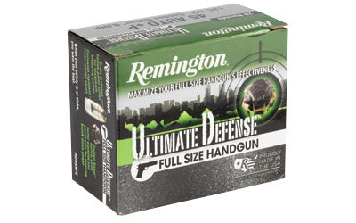 Remington Ultimate Defense, 45 ACP+P, 185 Grain, Brass Jacketed Hollow Point, 20 Round Box 28973