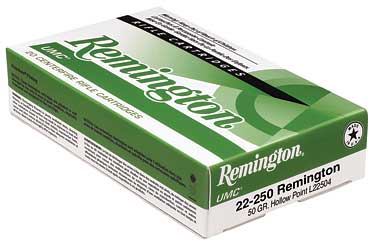 Remington UMC, 22-250, 50 Grain, Hollow Point, 20 Round Box 23813