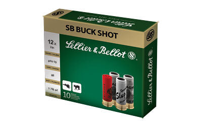 Sellier & Bellot Shotshell, 12 Gauge, 3", 00 Buck, 15 Pellets, 10 Round Box SB12BSA