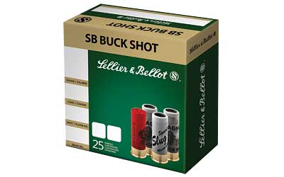 Sellier & Bellot Shotshell, 12 Gauge, 2.75", 00 Buck, 12 Pellets, 25 Round Box SB12BSC