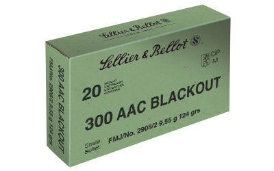 Sellier & Bellot Rifle, 300 Blackout, 124 Grain, Full Metal Jacket, 20 Round Box SB300BLKA