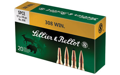 Sellier & Bellot Rifle, 308 Win, 150 Grain, Soft Point Cutting Edge, 20 Round Box SB308D