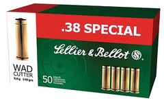 Sellier & Bellot Pistol, 38 Special, 148 Grain, Wadcutter, 50 Round Box SB38B