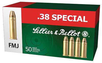 Sellier & Bellot Pistol, 38 Special, 158 Grain, Full Metal Jacket, 50 Round Box SB38P