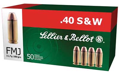 Sellier & Bellot Pistol, 40S&W, 180 Grain, Full Metal Jacket, 50 Round Box SB40B