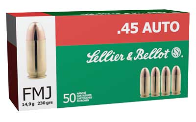 Sellier & Bellot Pistol, 45ACP, 230 Grain, Full Metal Jacket, 50 Round Box SB45A
