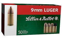 Sellier & Bellot Pistol, 9MM, 115 Grain, Jacketed Hollow Point, 50 Round Box SB9C