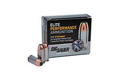 Sig Sauer Elite Performance V-Crown, 10MM, 180 Grain, Jacketed Hollow Point, 20 Round Box E10MM1-20