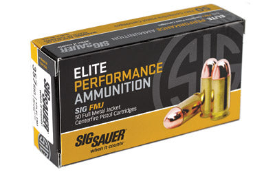 Sig Sauer Elite Performance Ball, 357SIG, 125 Grain, Full Metal Jacket, 50 Round Box E357B1-50