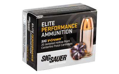 Sig Sauer Elite Performance V-Crown, 45 ACP, 185 Grain, Jacketed Hollow Point, 20 Round Box E45AP0-20