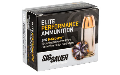 Sig Sauer Elite Performance V-Crown, 45 ACP, 230 Grain, Jacketed Hollow Point, 20 Round Box E45AP2-20