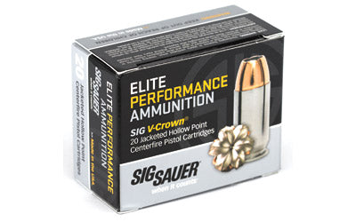 Sig Sauer Elite Performance V-Crown, 9MM, 115 Grain, Jacketed Hollow Point, 20 Round Box E9MMA1-20