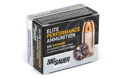 Sig Sauer Elite Performance V-Crown Ammunition, 9MM, 124 Grain, Jacketed Hollow Point, 20 Round Box E9MMA2-20