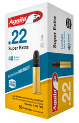 Aguila 1B220332 Super Extra Rimfire 22 LR 40 gr Lead Solid Point 50 Per Box/ 40 Cs