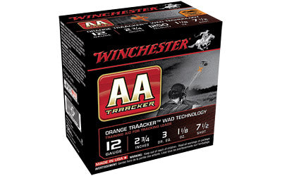 Winchester AA TrAAcker, 12 Gauge, 2.75", #7, Shotshell, Orange Hull, 25 Round Box AAHA127TO