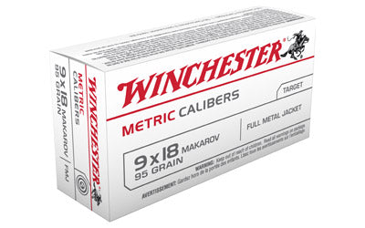 Winchester Metric, 9MM Makarov, 95 Grain, Full Metal Jacket, 50 Round Box MC918M