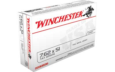 Winchester USA, 762x51 NATO, 147 Grain, Full Metal Jacket, 20 Round Box Q3130