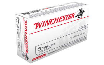 Winchester USA, 9MM, 115 Grain, Full Metal Jacket, 50 Round Box Q4172