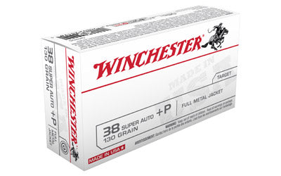 Winchester USA, 38 Super, 130 Grain, Full Metal Jacket, +P, 50 Round Box Q4205