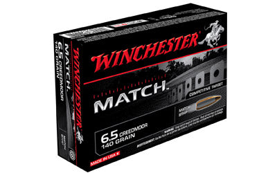 Winchester Match Ammunition, 6.5 CREEDMOOR, 140 Grain, Boat Tail Hollow Point, 20 Round Box S65CM