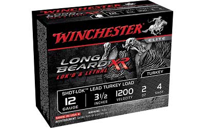 Winchester Long Beard XR, 12 Gauge, 3.5" Chamber, #4, 2 oz, Shotshell Shot-Lok with Plated Lead Shot, 10 Round Box STLB12L4