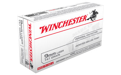 Winchester USA, 9MM, 147 Grain, Jacketed Hollow Point, 50 Round Box USA9JHP2