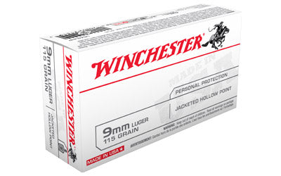 Winchester USA, 9MM, 115 Grain, Jacketed Hollow Point, 50 Round Box USA9JHP