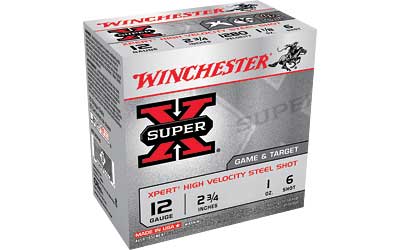 Winchester Xpert, 12 Gauge, 2.75", #6, 1oz, Steel Shot, Lead Free, 25 Round Box WE12GT6