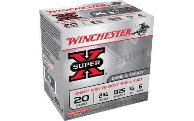 Winchester Xpert, 20 Gauge, 2.75", #6, 3/4 oz., Steel Shot, Lead Free, 25 Round Box WE20GT6