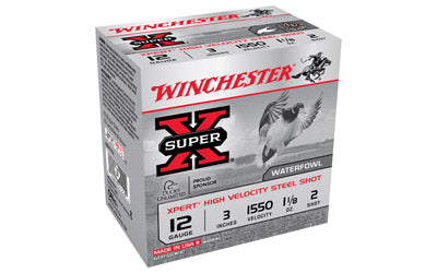 Winchester Xpert HI-Velocity Steel, 12 Gauge, 3", #2, 1 1/8 oz., 25 Round Box WEX1232