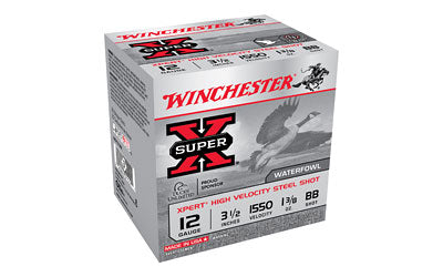 Winchester Xpert HI-Velocity Steel, 12 Gauge, 3.5", #BB, 1 3/8 oz, Steel Shot, Lead Free, 25 Round Box WEX12LMBB
