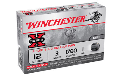 Winchester Super-X, 12 Gauge, 3", 1 oz., Slug, 5 Round Box X123RS15