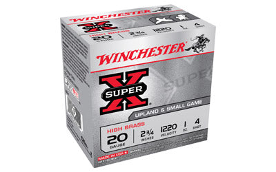 Winchester Super-X, 20 Gauge, #4, 2.75 Dram, 1 oz., Shotshell, 25 Round Box X204