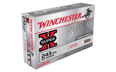 Winchester Super-X, 243WIN, 80 Grain, Pointed Soft Point, 20 Round Box X2431