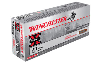 Winchester Super-X, 25WIN, Super Short Magnum, 120 Grain, Positive Expanding Point, 20 Round Box X25WSS
