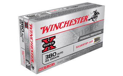 Winchester Super-X, 380ACP, 85 Grain, Silvertip Hollow Point, 50 Round Box X380ASHP